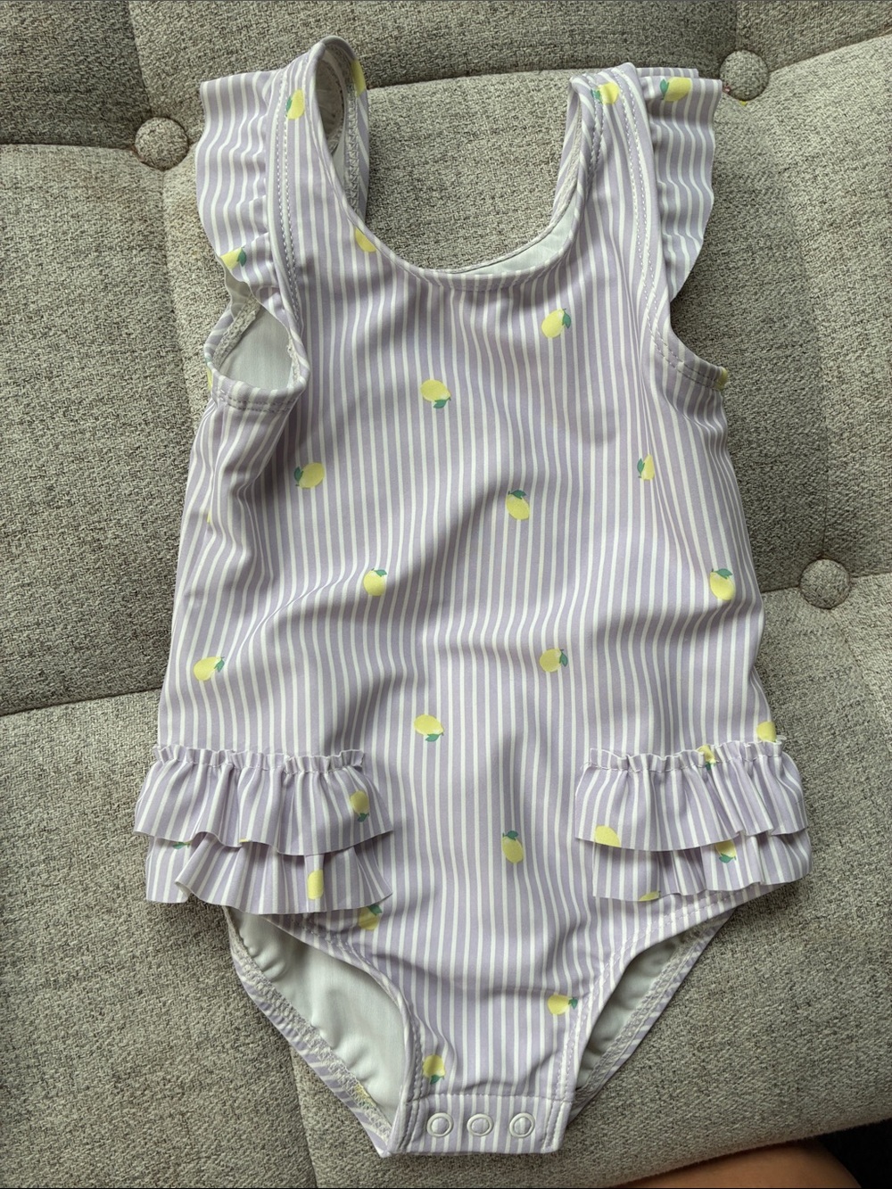 Carter's Lavender Stripe Lemon Ruffle One-Piece Swimsuit